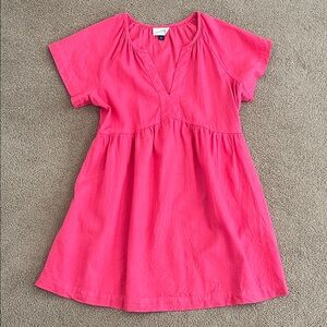 Universal Thread Coral Pink Short Sleeve Mini V-Neck Linen Dress Pockets Women S